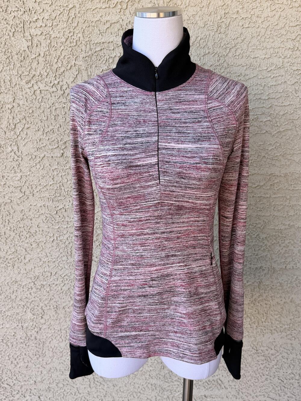 Lululemon Runderful Pullover Womens 6 Pink 1/4 Zip Long Sleeve Thumbholes